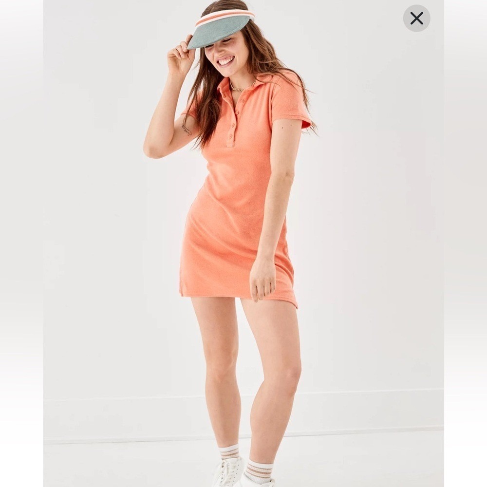 American Eagle Outfitters Orange‎ Terry Cloth Polo Mini Dress Size XS NWT